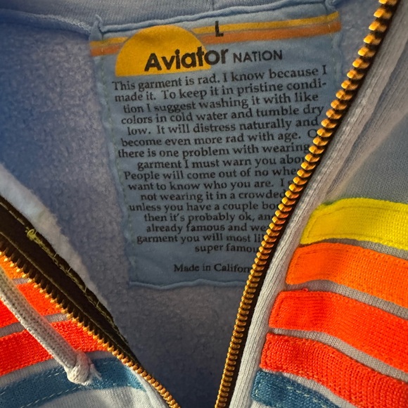 Aviator nation zip up hoodie NWOT size large - Picture 2 of 7